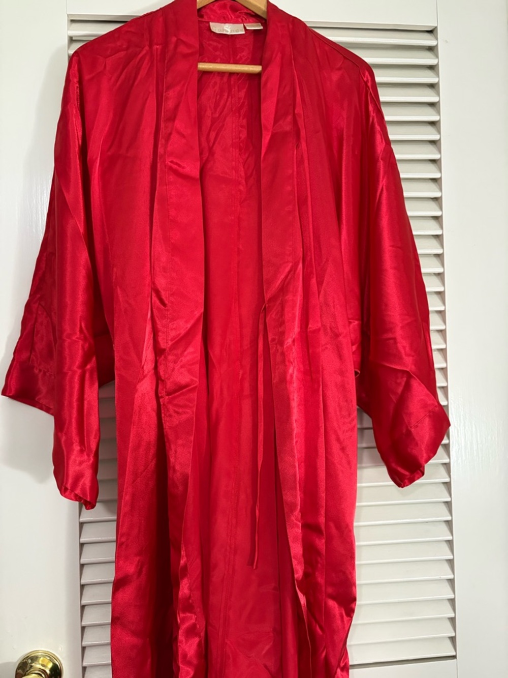 Red Satin Slip Dress and Matching Robe Set - Picture 5 of 8